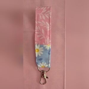 Floral Pink and Blue Wristlet Keychain